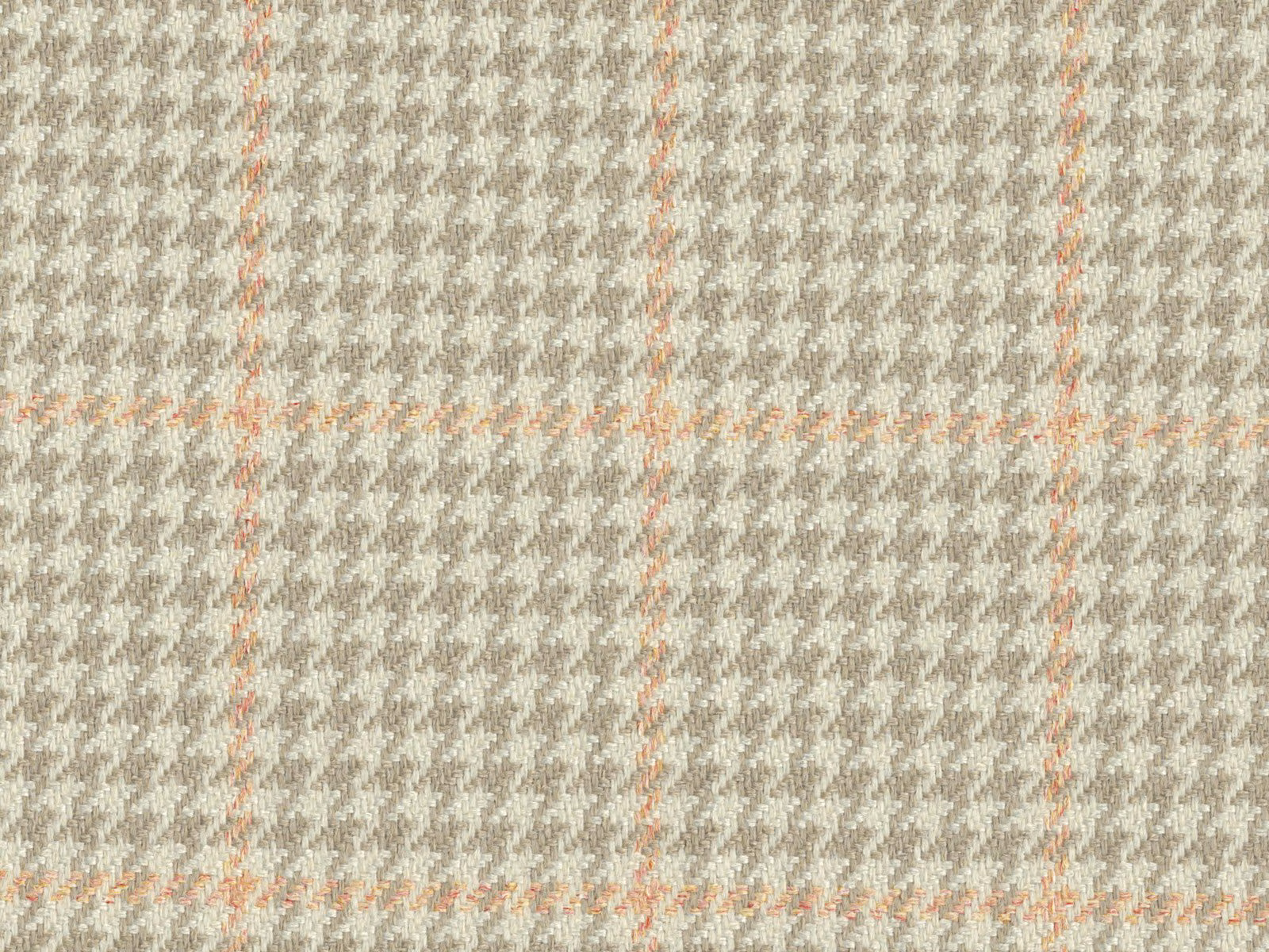Warm taupe checked flat weave with cream, grey and subtle terracotta lines