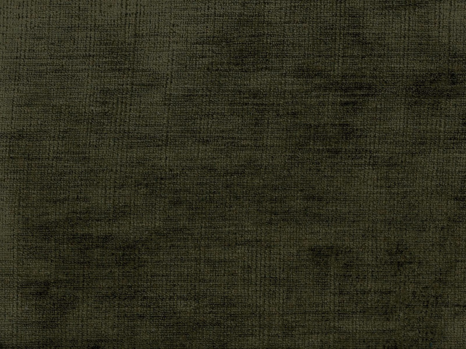 Dark olive-green chenille with shadowy mottling and fine woven texture