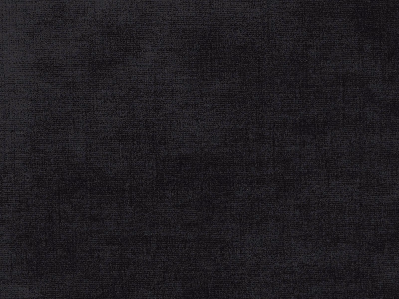 Deep charcoal-black chenille swatch with subtle mottled woven texture and fine striations