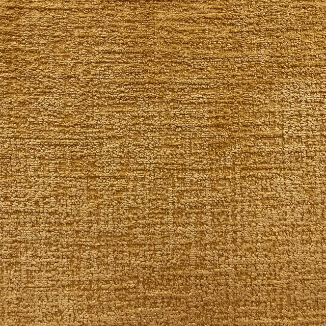 Warm ochre-gold chenille with nubby flecked weave and subtle brown tonal variation