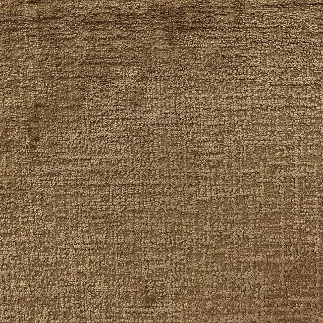 Warm mocha-taupe chenille with nubby horizontal texture and softly mottled brown weave