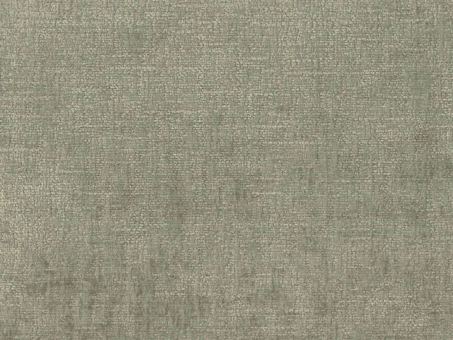 Muted sage-grey chenille with softly mottled, fine woven grid texture