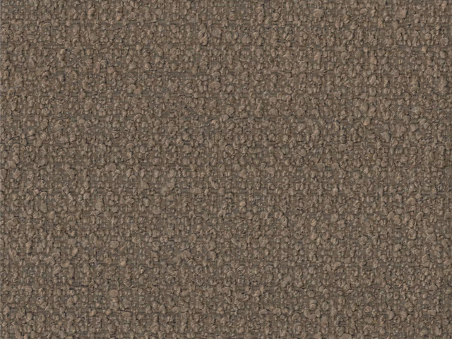 Close-up of dark taupe-brown boucle with dense, tightly curled loop texture