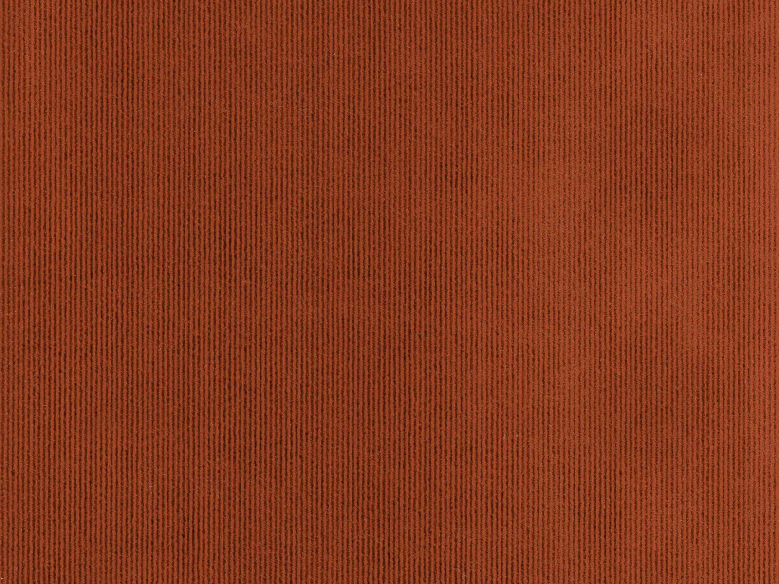 Deep rust terracotta velvet with fine vertical ribbing and softly varied pile