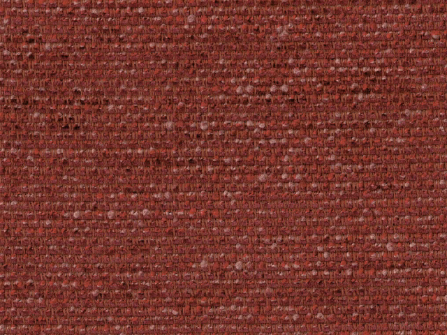 Deep brick-red chenille with burgundy flecks and a dense nubby woven texture