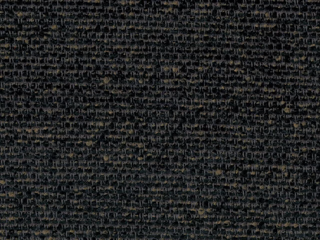 Charcoal-black chenille swatch with irregular horizontal ridges and subtle grey flecks