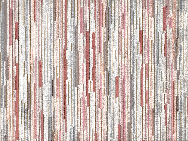Ivory velvet with broken vertical bars in dusty rose, grey and taupe