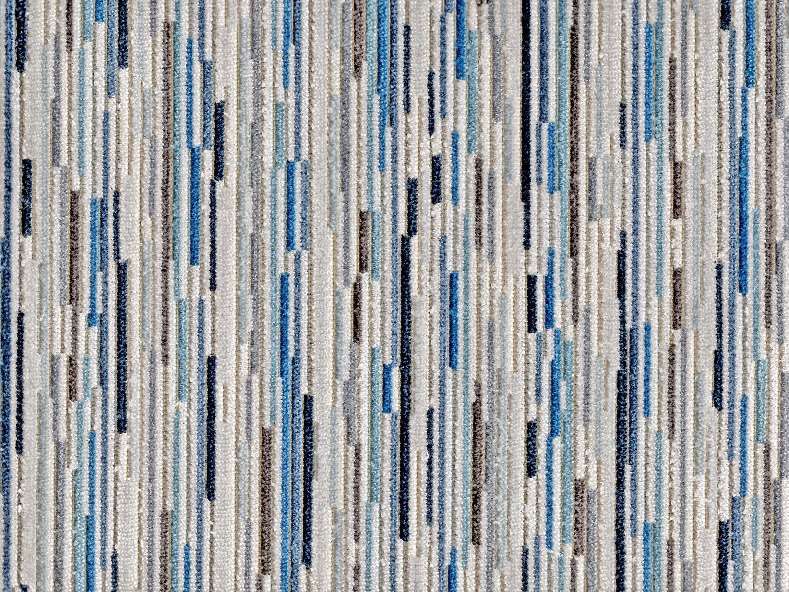 Blue-grey velvet with broken navy, cobalt and taupe vertical dashes