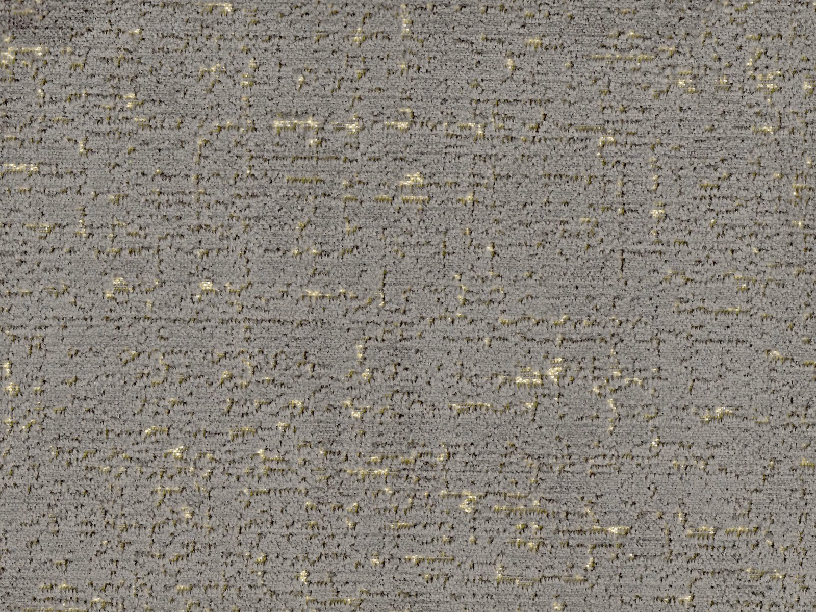 Cool grey velvet with broken horizontal texture and subtle gold-olive flecks