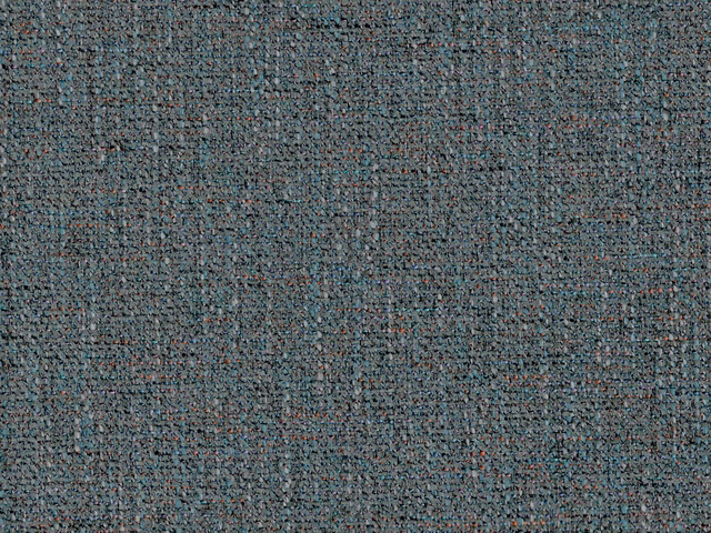 Muted blue-teal chenille weave with charcoal texture and tiny rust flecks