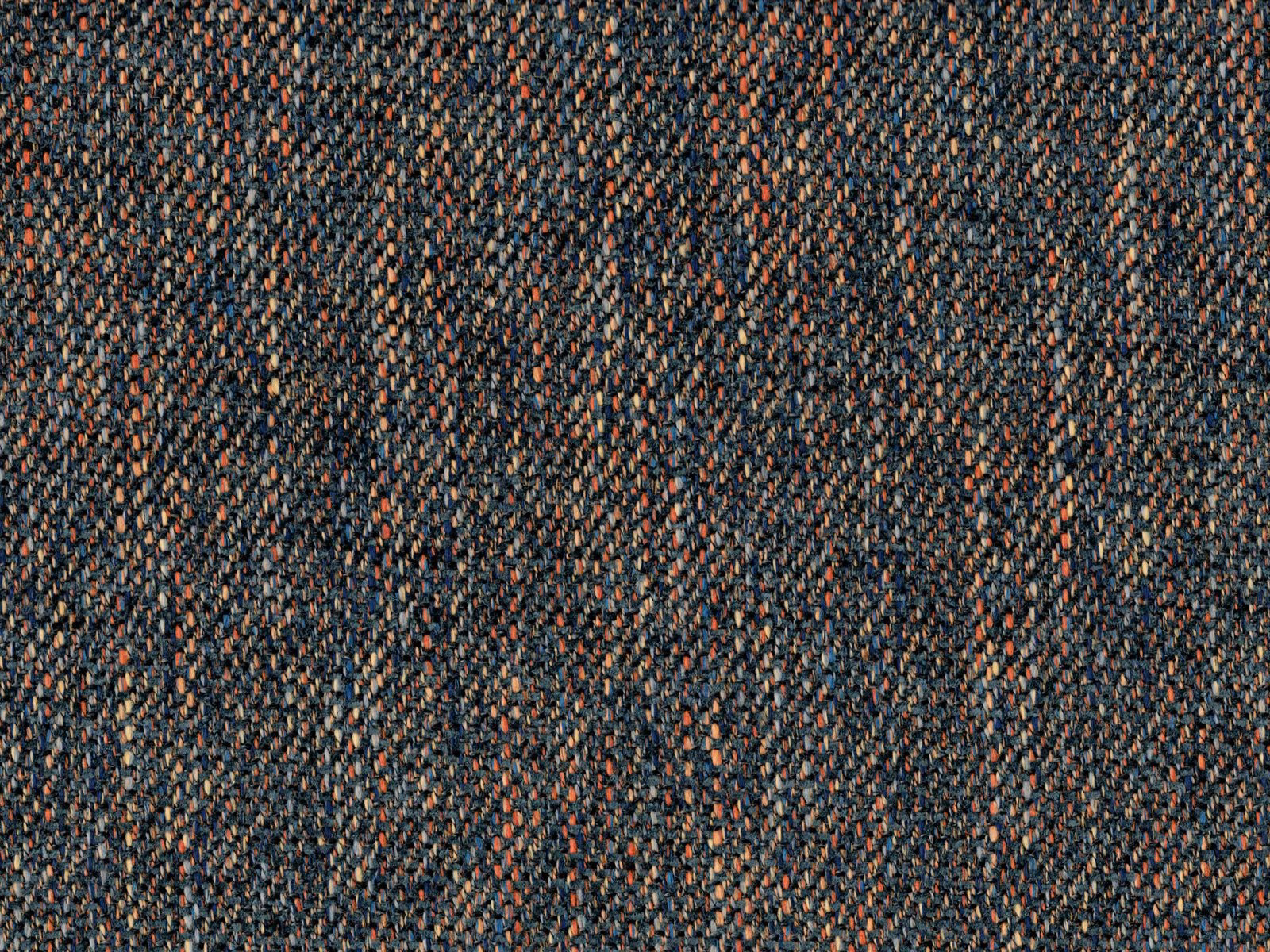 Charcoal chenille weave with slate-blue, copper and muted terracotta flecks