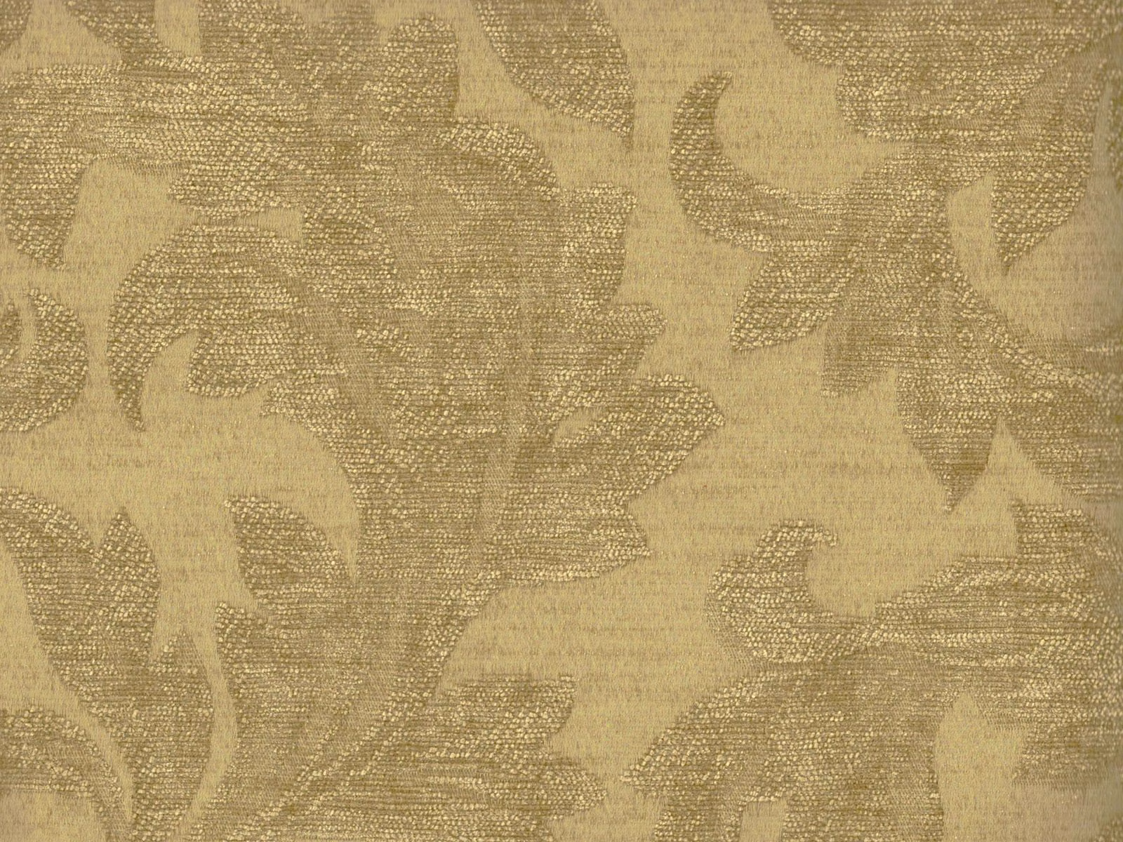 Warm beige-gold chenille with softly contrasting abstract leaves and sweeping organic shapes