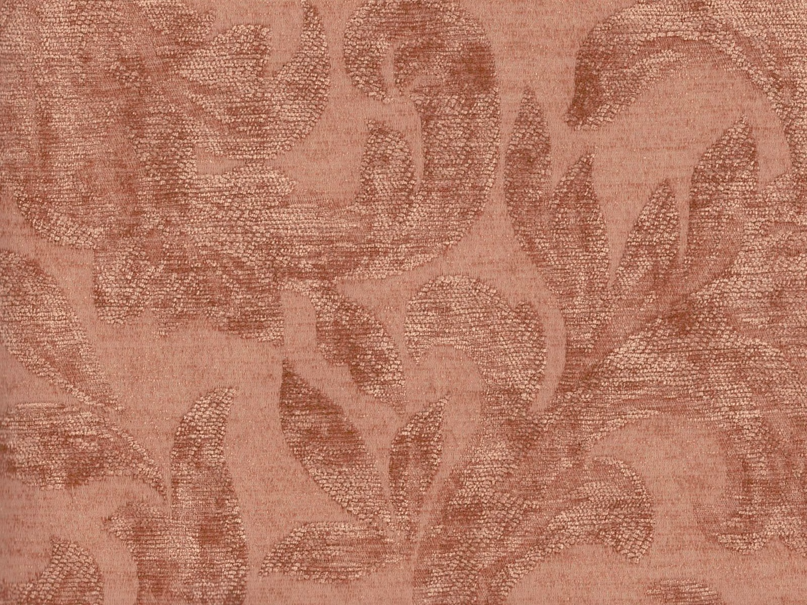 Dusty rose chenille with darker tonal leaves and scrolling botanical shapes