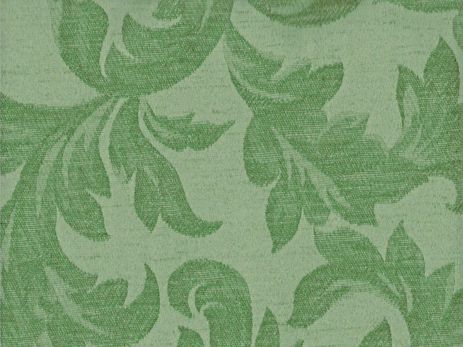 Soft mint chenille with large tonal green leafy botanical motifs