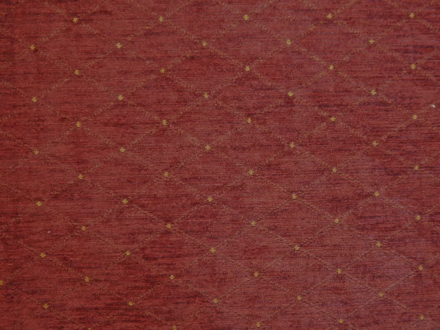 Deep burgundy chenille with fine horizontal striations and scattered gold flecks