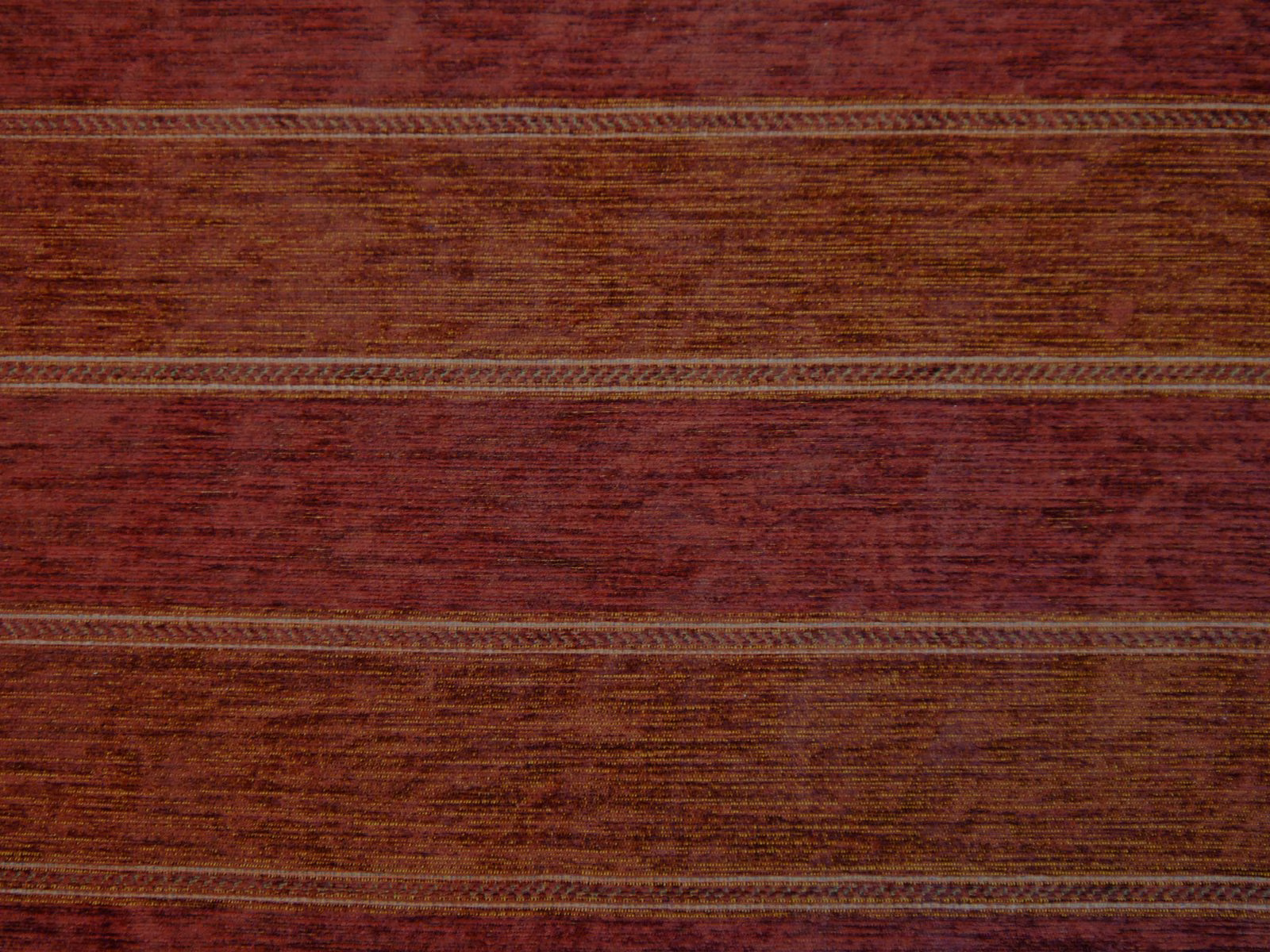 Deep burgundy brown chenille with horizontal bands and fine woven stripe details