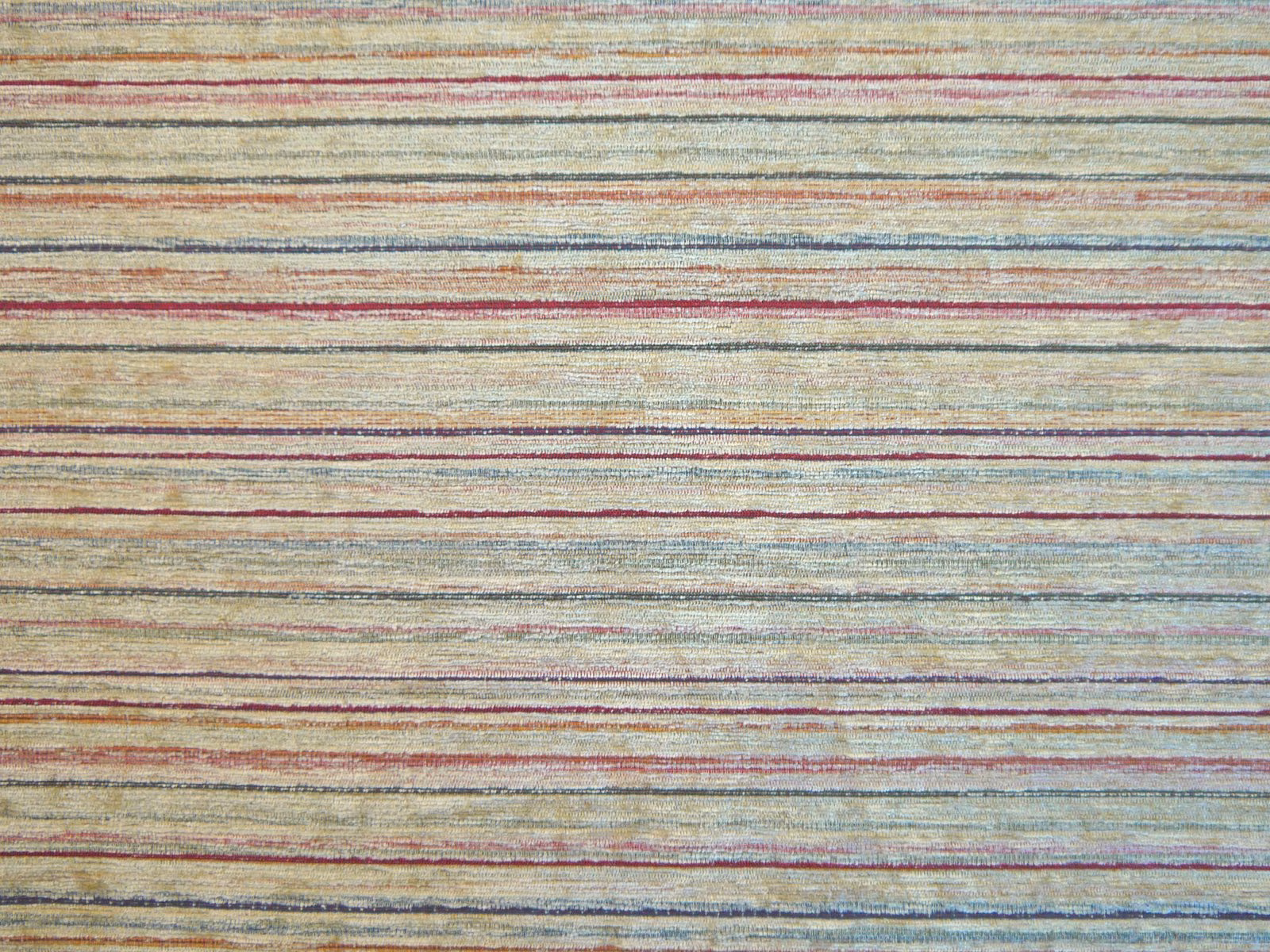 Cream chenille with muted sage, blue-grey and dusty rose horizontal striations