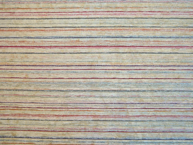 Cream chenille with muted sage, blue-grey and dusty rose horizontal striations
