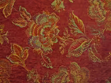 Deep garnet chenille with olive, gold and teal botanical flowers