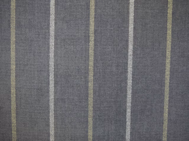 Charcoal-grey chenille with vertical olive and ivory woven stripes