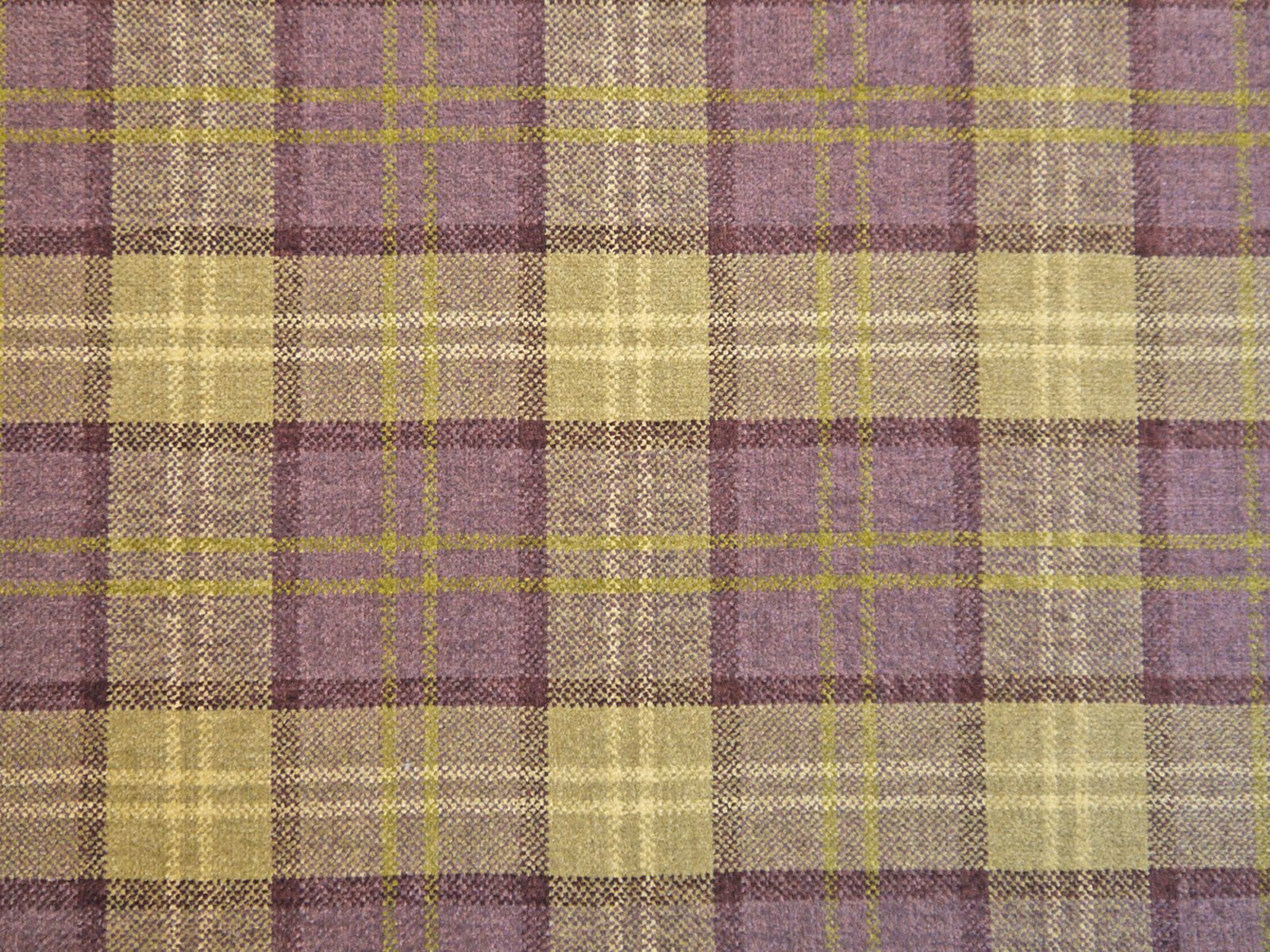 Mauve, olive and taupe chenille with a medium-scale woven plaid