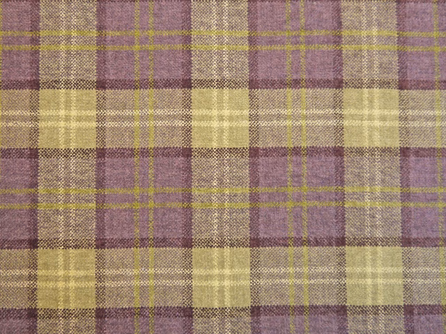 Mauve, olive and taupe chenille with a medium-scale woven plaid