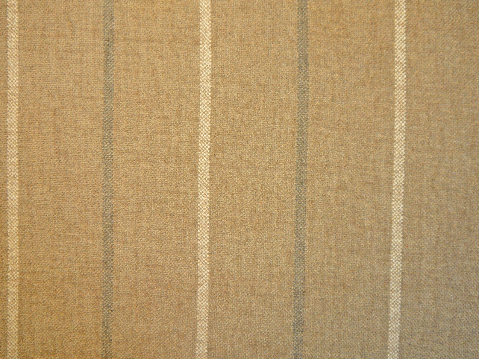 Warm oat-beige chenille with muted taupe vertical stripes and softly textured woven surface