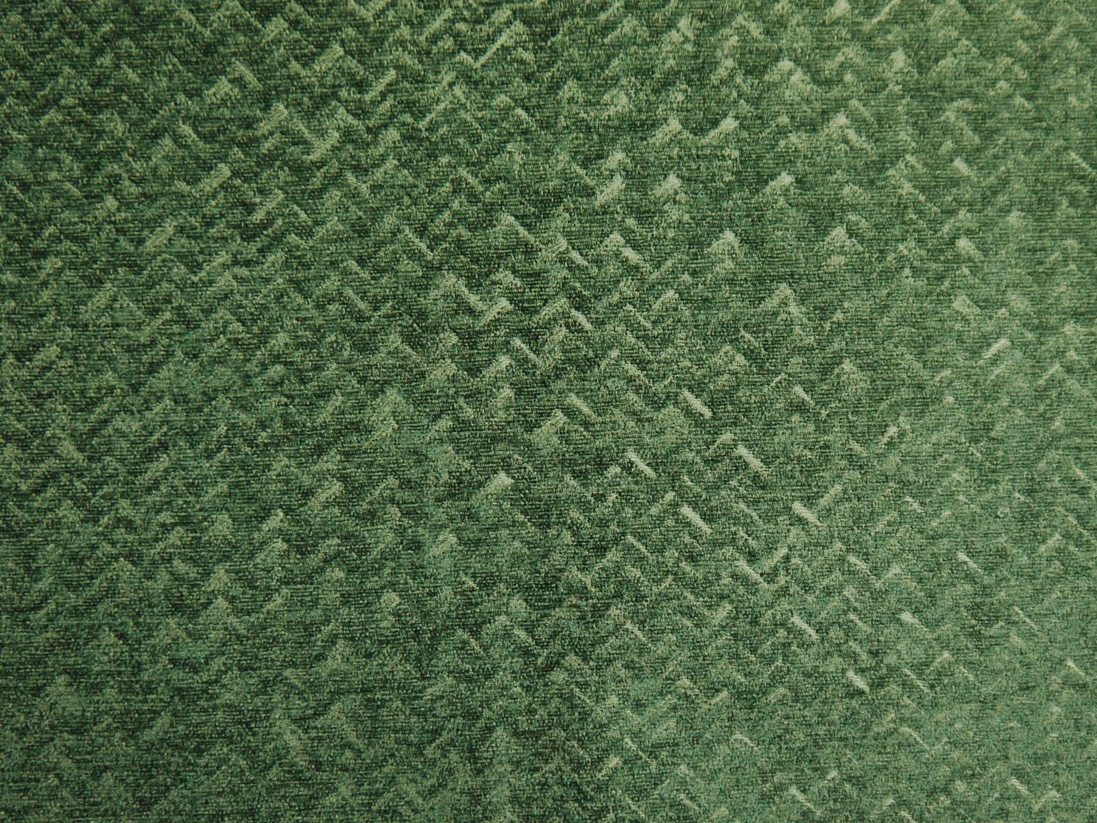 Moss-green chenille with sage zigzag texture and softly mottled woven surface