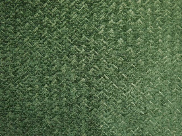 Moss-green chenille with sage zigzag texture and softly mottled woven surface