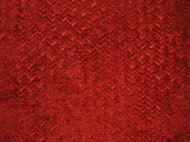 Deep crimson chenille with plush pile and subtle broken zigzag texture