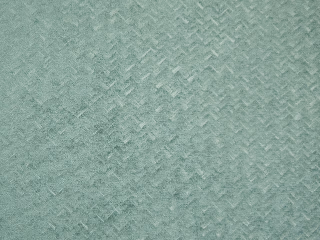Muted aqua-teal chenille with subtle broken chevron texture and soft tonal variation