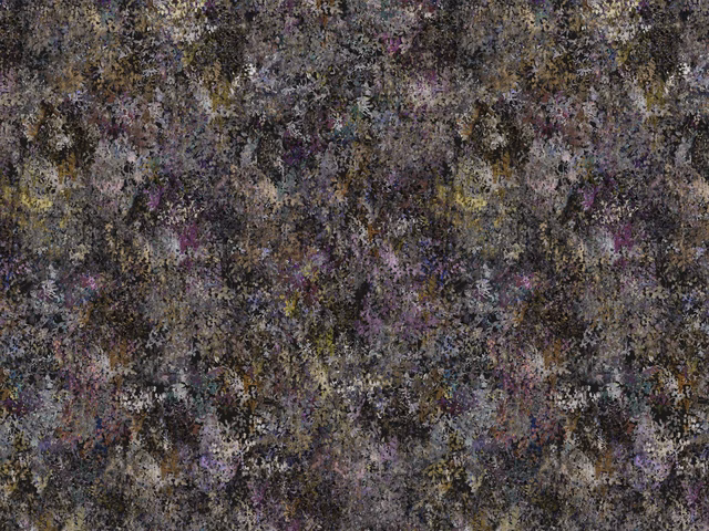 Dense charcoal velvet with mottled mauve, olive, taupe and pale grey marks