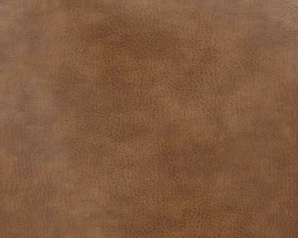 Warm cocoa-brown faux leather with a fine, softly pebbled grain