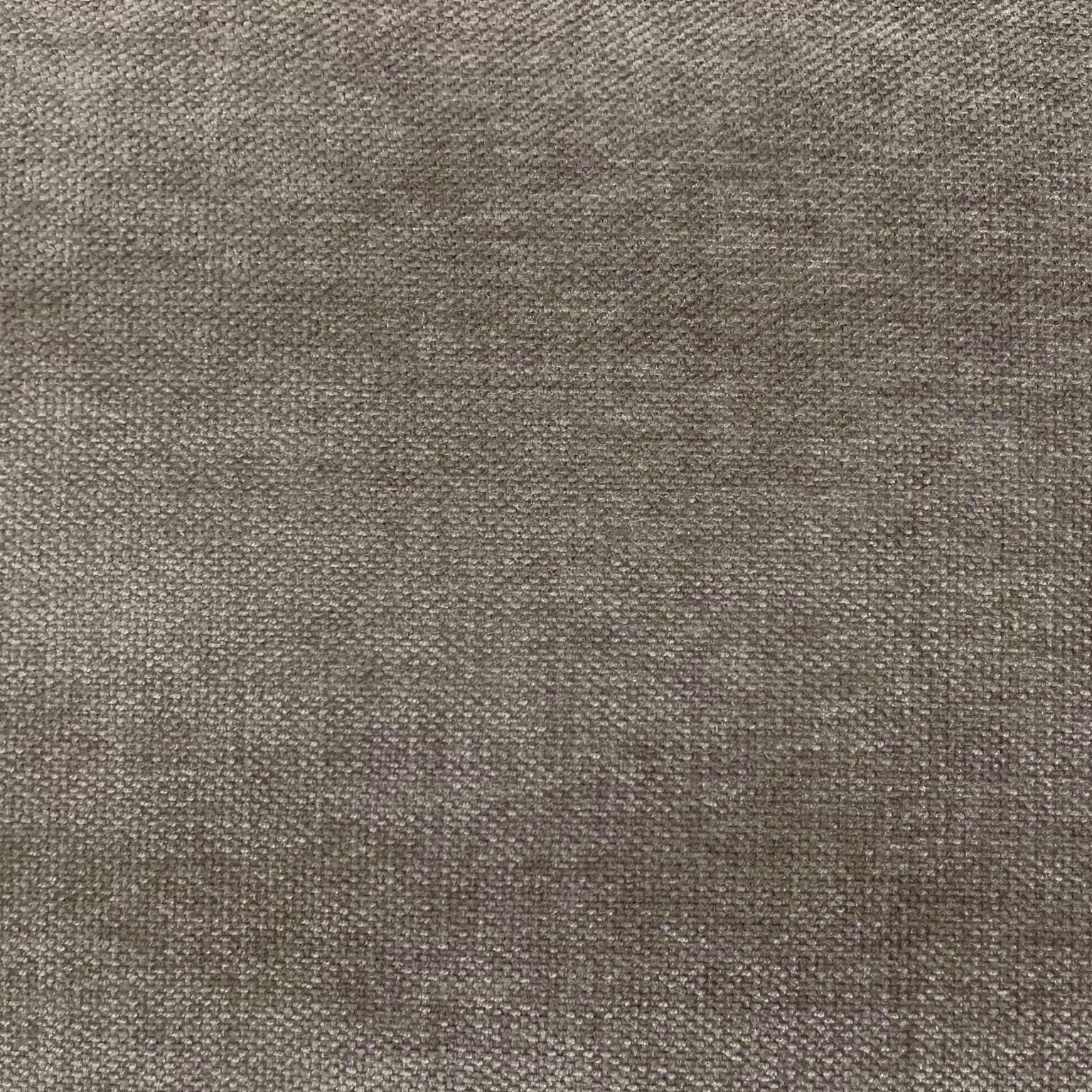 Warm taupe-grey chenille with a dense, finely flecked woven surface