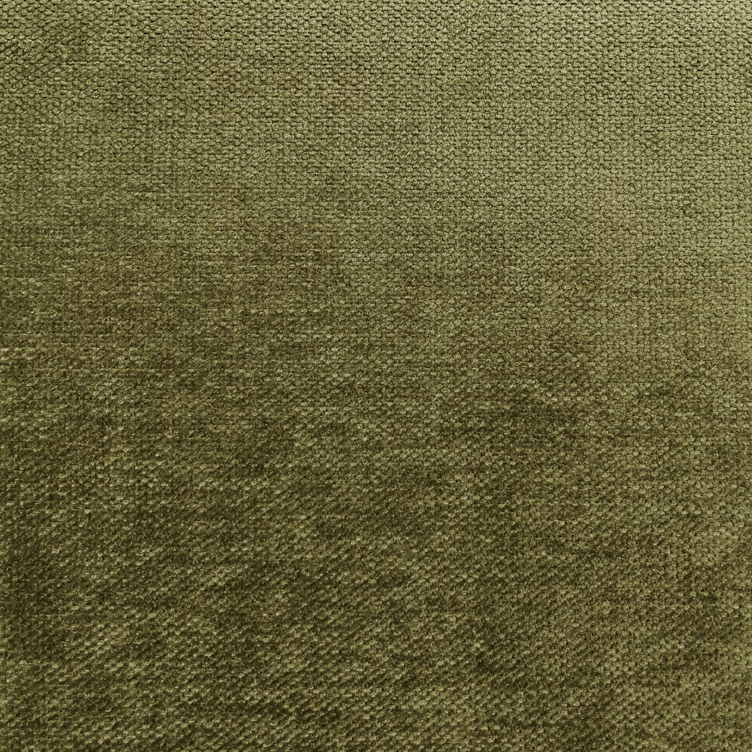 Mottled olive-green chenille with softly shifting bands and a fine nubby weave