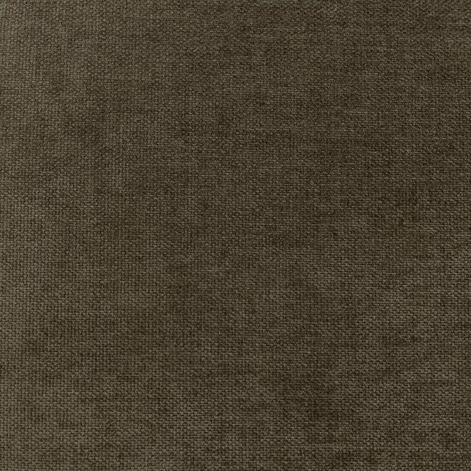 Deep olive-brown chenille with fine crosswoven texture and subtle tonal variation