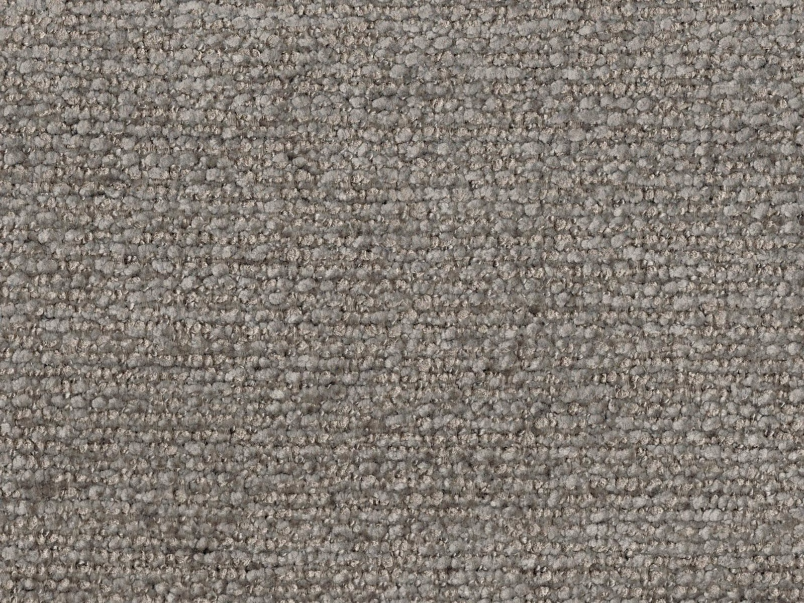 Close-up of muted taupe-grey chenille with a nubby horizontal woven texture