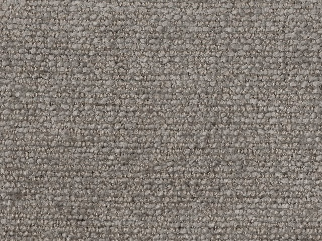Close-up of muted taupe-grey chenille with a nubby horizontal woven texture
