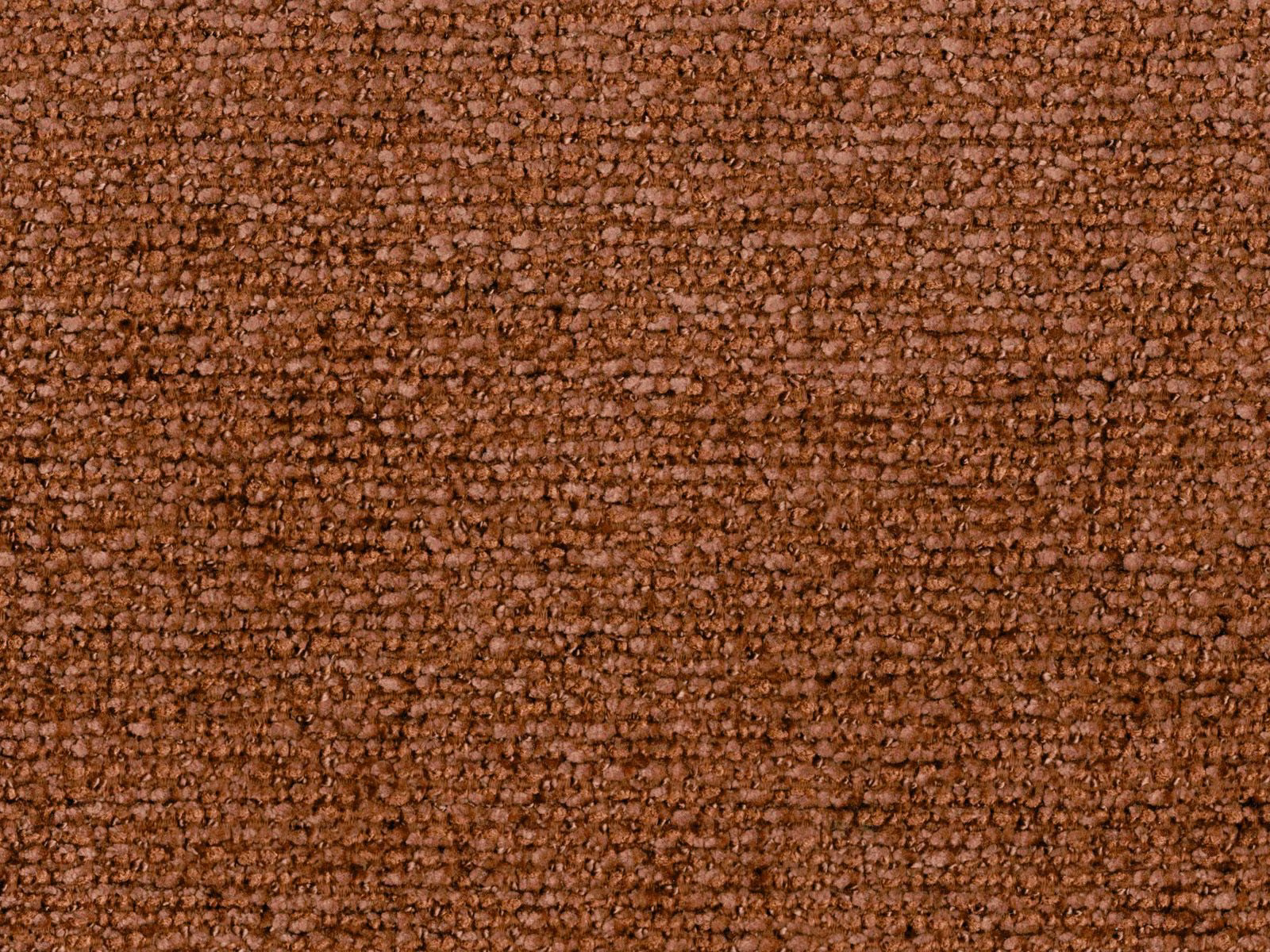 Close-up of warm russet-brown chenille with a nubby, uneven woven texture