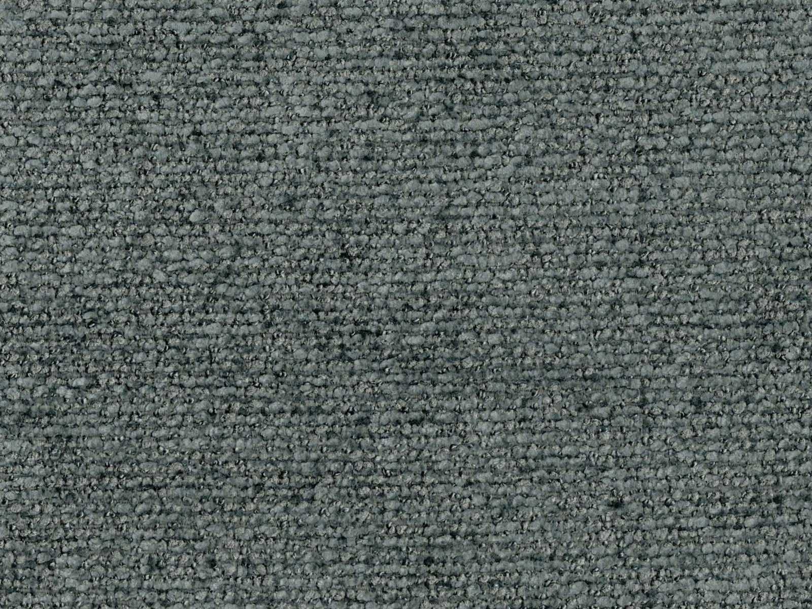 Close-up of muted blue-green chenille with dense, softly mottled nubby texture