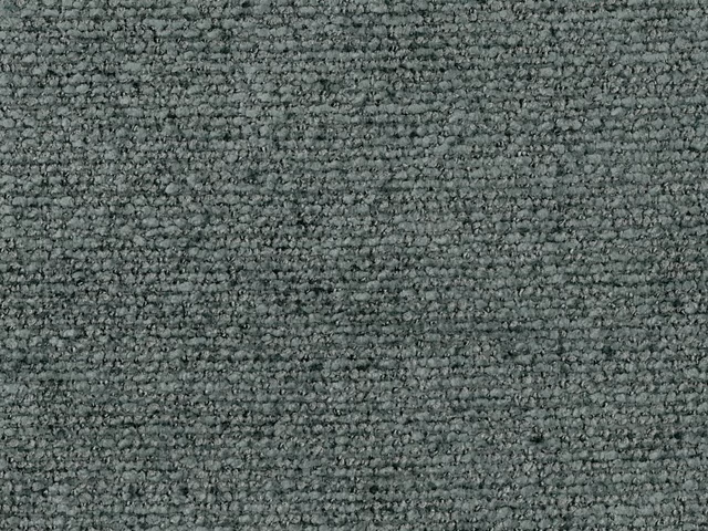 Close-up of muted blue-green chenille with dense, softly mottled nubby texture