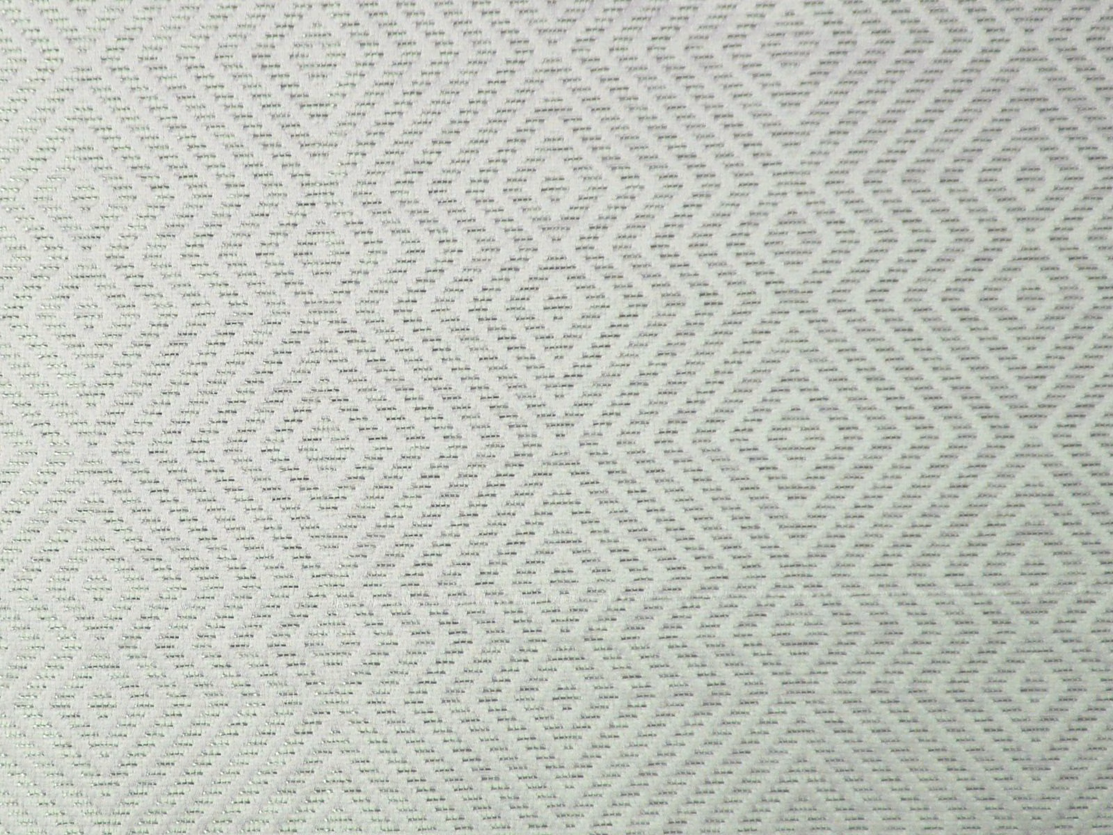 Pale mint chenille with grey geometric diamonds and a softly textured woven surface