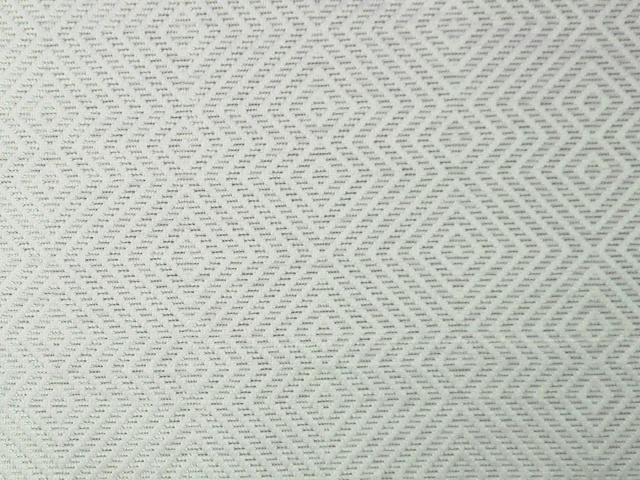 Pale mint chenille with grey geometric diamonds and a softly textured woven surface