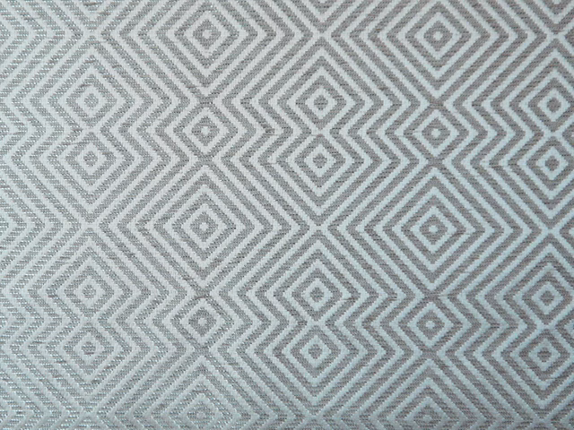 Muted aqua-grey chenille with stepped diamond and chevron weave