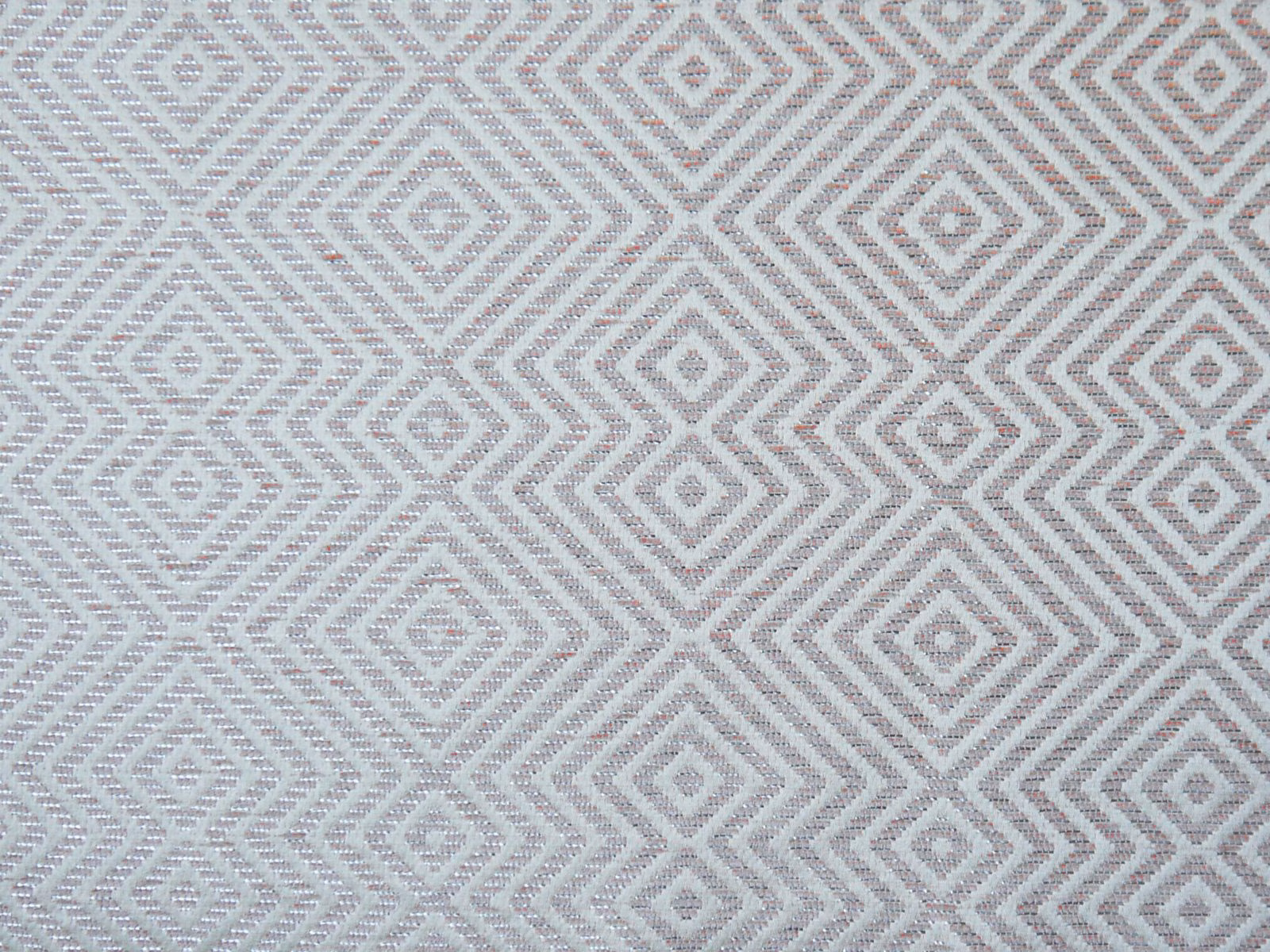 Dove-grey and ivory chenille with repeating diamond and zigzag geometric weave
