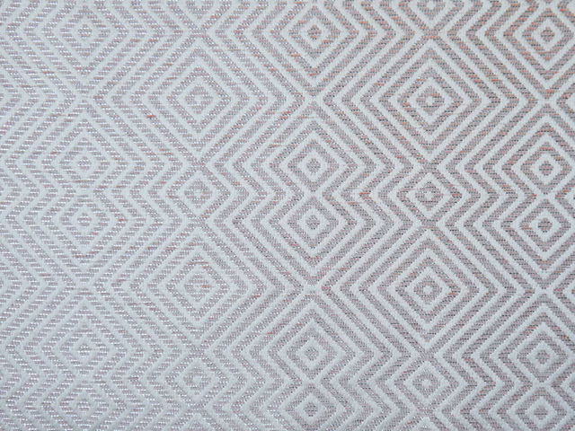 Dove-grey and ivory chenille with repeating diamond and zigzag geometric weave