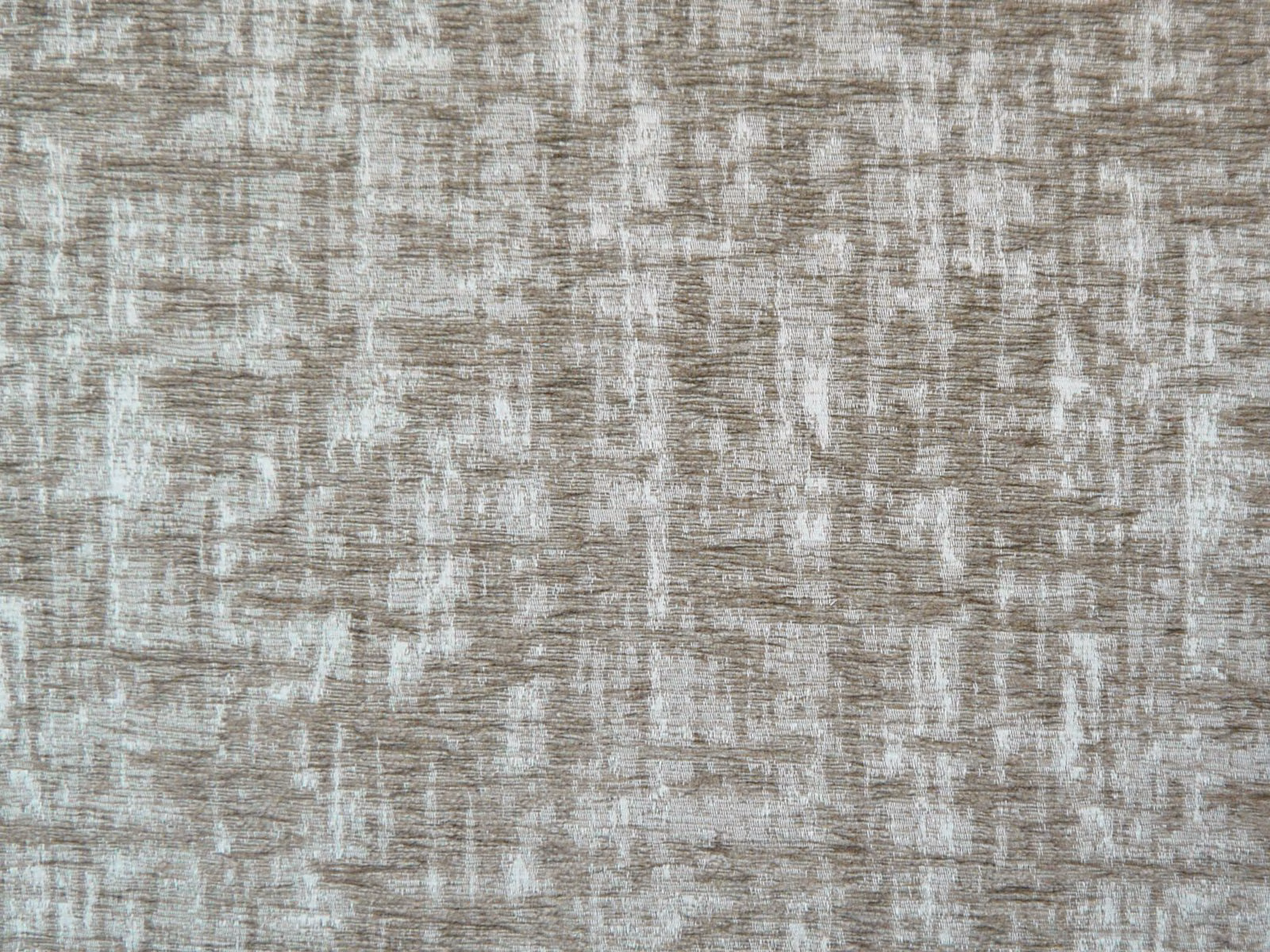 Weathered taupe-grey chenille with pale chalky striations and broken woven texture