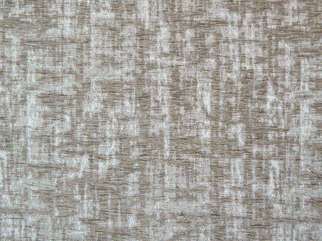 Weathered taupe-grey chenille with pale chalky striations and broken woven texture