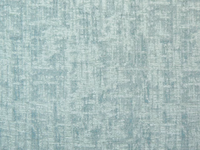 Pale aqua-blue chenille with soft grey strié texture and distressed vertical marks