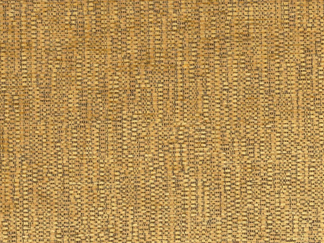 Close-up of ochre-gold chenille with dark flecks and a fine irregular weave